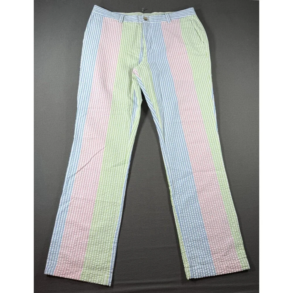 Vineyard Vines Kentucky Derby Pants Men's 35x32 Seersucker Colorblock Colorful